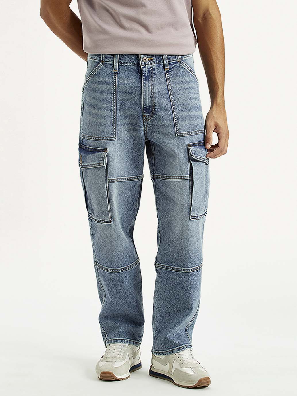 Levi's Men's 568 Mid Indigo Loose Fit Mid Rise Cargo Jeans